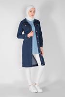 Vêtements hijab BLEU MARINE TRENCH-COAT EN DENIM BOUTONS 9117