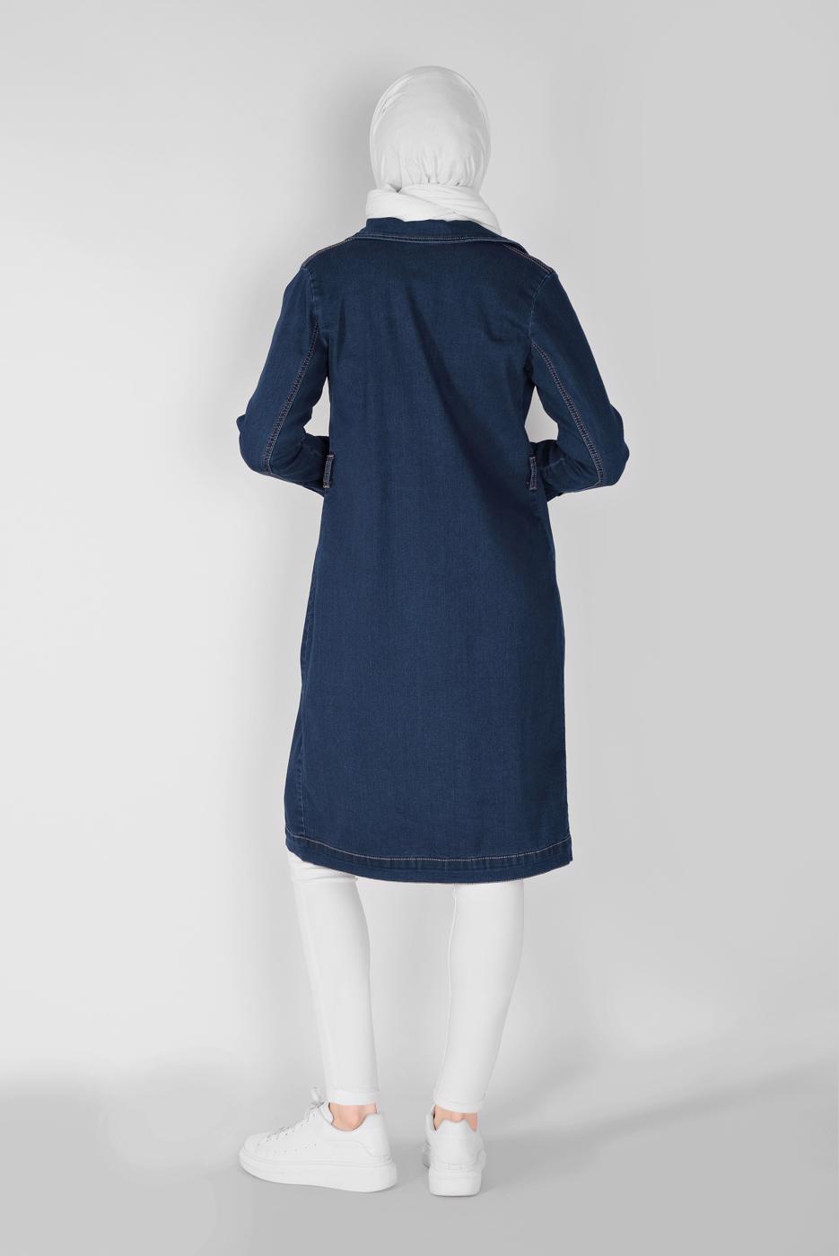 Vêtements hijab BLEU MARINE TRENCH-COAT EN DENIM BOUTONS 9117