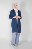 Vêtements hijab BLEU MARINE TRENCH-COAT EN DENIM BOUTONS 9117