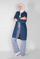 Vêtements hijab BLEU MARINE TRENCH-COAT EN DENIM BOUTONS 9117