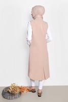 Tesettür giyim BEJ ALVİNA TORBA CEP DETAYLI YELEK 4209