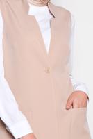 Tesettür giyim BEJ ALVİNA TORBA CEP DETAYLI YELEK 4209