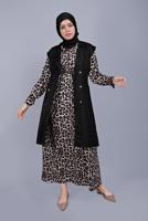 Vêtements hijab NOIR GILET À CEINTURE À BOUTONS  252 