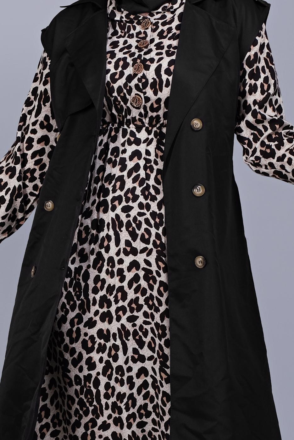 Vêtements hijab NOIR GILET À CEINTURE À BOUTONS  252 