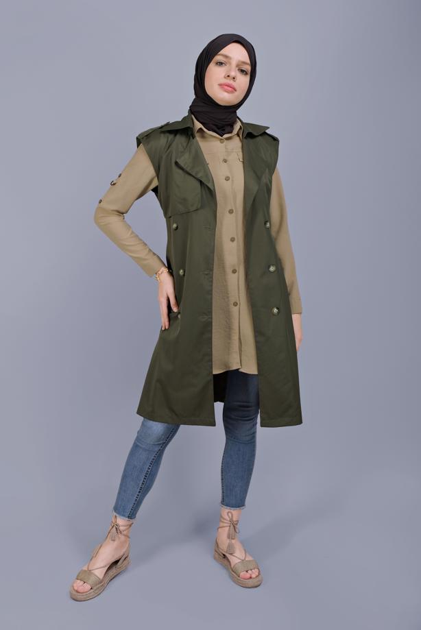 Hijab clothing  BUTTON BELTED VEST 252  - TRENDTESETTÜR