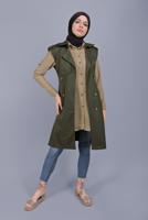 Hijab clothing KHAKI BUTTON BELTED VEST 252 