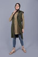 Hijab clothing KHAKI BUTTON BELTED VEST 252 