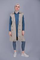 Hijab clothing BEIGE BUTTON BELTED VEST 252 