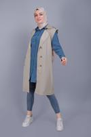 Hijab clothing BEIGE BUTTON BELTED VEST 252 