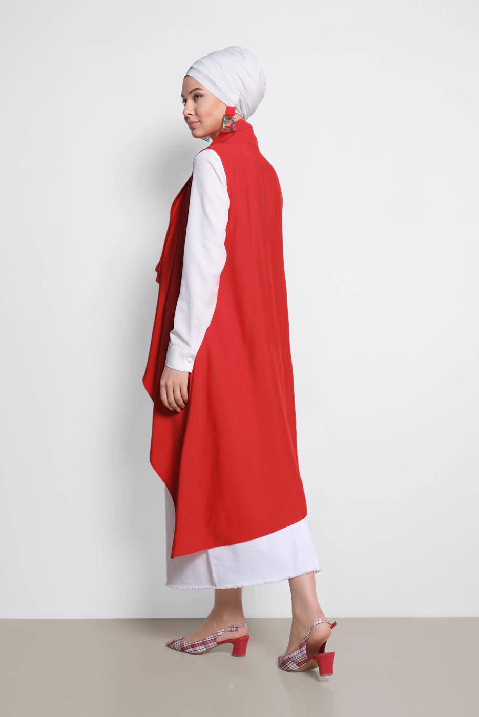 Vêtements hijab ROUGE GILET ASYMÉTRIQUE ALVINA 4094
