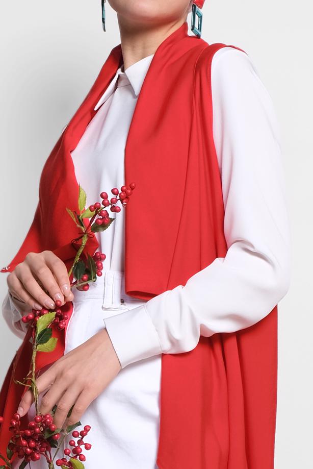 Vêtements hijab ROUGE GILET ASYMÉTRIQUE ALVINA 4094 - TRENDTESETTÜR