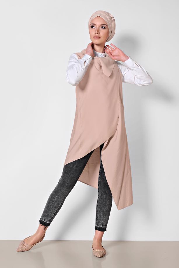 Vêtements hijab POUDRE GILET ASYMÉTRIQUE ALVINA 4094 - TRENDTESETTÜR