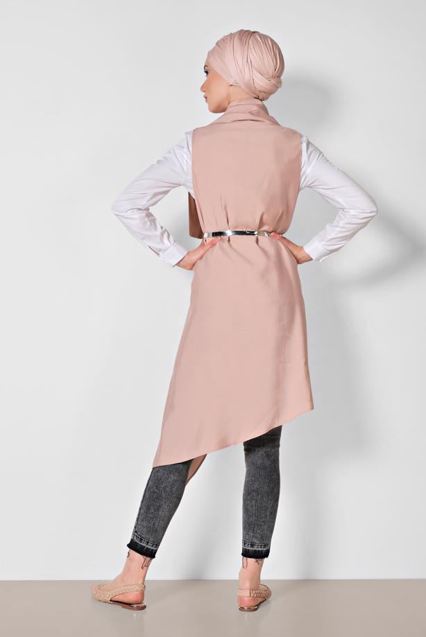Vêtements hijab POUDRE GILET ASYMÉTRIQUE ALVINA 4094 - TRENDTESETTÜR
