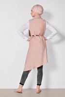 Tesettür giyim PUDRA  ALVİNA YAKASI ÇITÇITLI ASİMETRİK YELEK 4094