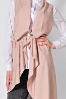 Tesettür giyim PUDRA  ALVİNA YAKASI ÇITÇITLI ASİMETRİK YELEK 4094