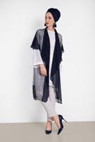 Tesettür giyim LACİVERT ALVİNA PULLU FİLE DETAYLI ŞİFON YELEK  4314  