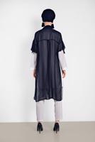 Tesettür giyim LACİVERT ALVİNA PULLU FİLE DETAYLI ŞİFON YELEK  4314  