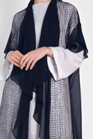 Tesettür giyim LACİVERT ALVİNA PULLU FİLE DETAYLI ŞİFON YELEK  4314  