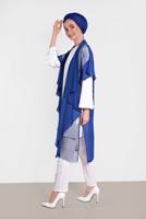 Tesettür giyim LACİVERT ALVİNA PULLU FİLE DETAYLI ŞİFON YELEK  4314  