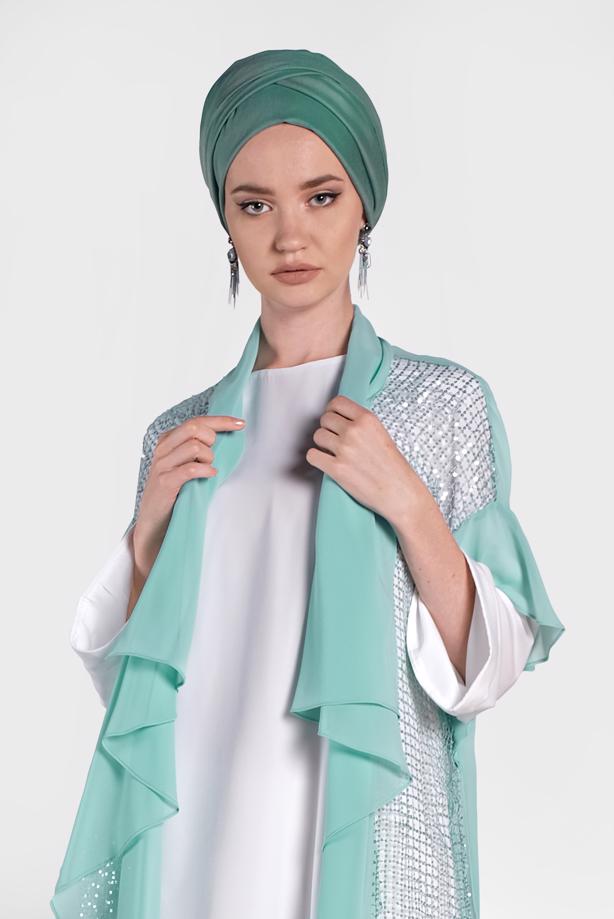 Vêtements hijab VERT T 4314 ALVİNA  MH 3229 YELEK - TRENDTESETTÜR