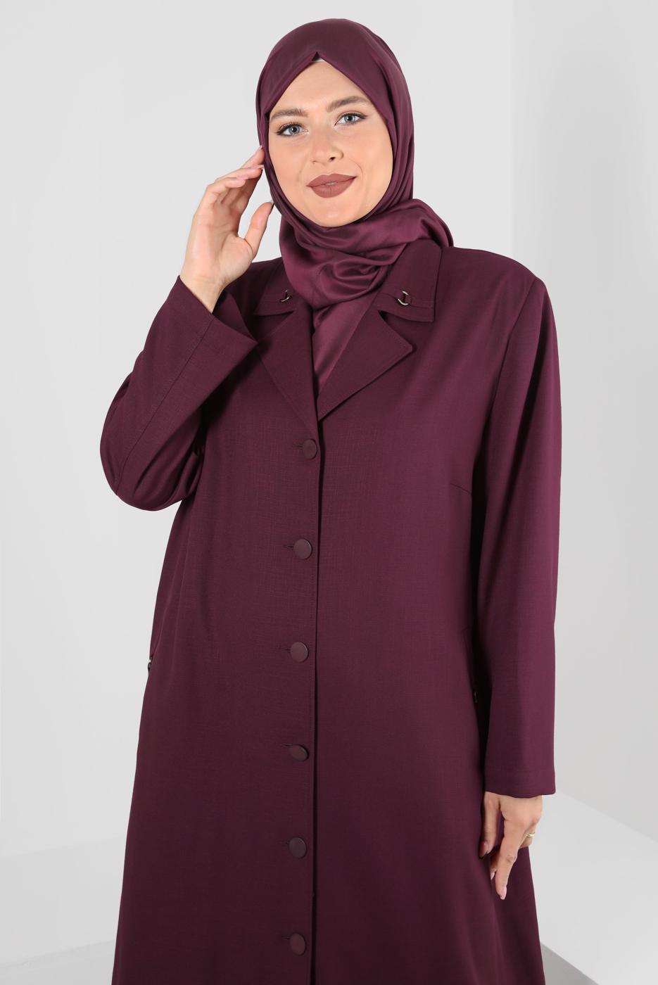 Hijab clothing PLUM ALVİNA CLASSIC COLLAR BUTTONED TOPCOAT 1093 