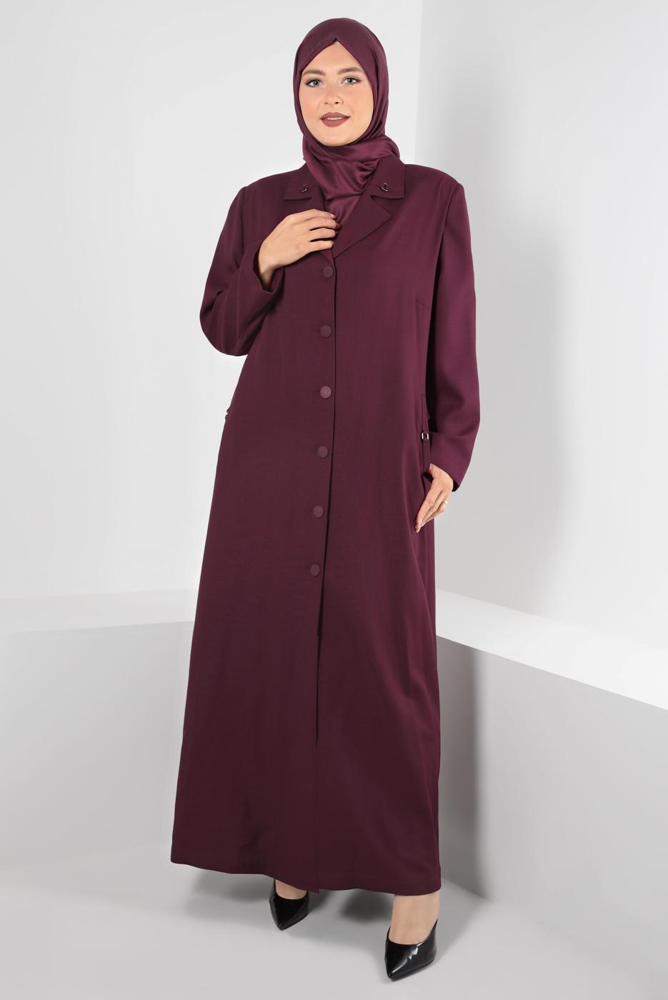 Hijab clothing PLUM ALVİNA CLASSIC COLLAR BUTTONED TOPCOAT 1093 