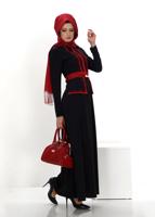Tesettür giyim SİYAH ALVİNA DESENLİ ELBİSE 4338 
