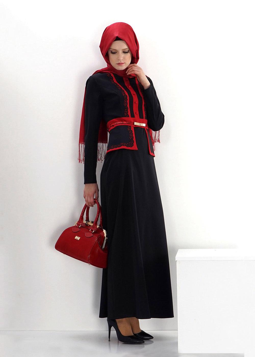 Tesettür giyim SİYAH ALVİNA DESENLİ ELBİSE 4338 