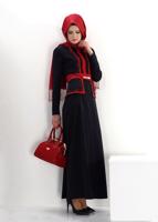 Tesettür giyim SİYAH ALVİNA DESENLİ ELBİSE 4338 