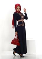 Tesettür giyim LACİVERT ALVİNA DESENLİ ELBİSE 4338 