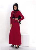 Tesettür giyim MOR ALVİNA DESENLİ ELBİSE 4338 