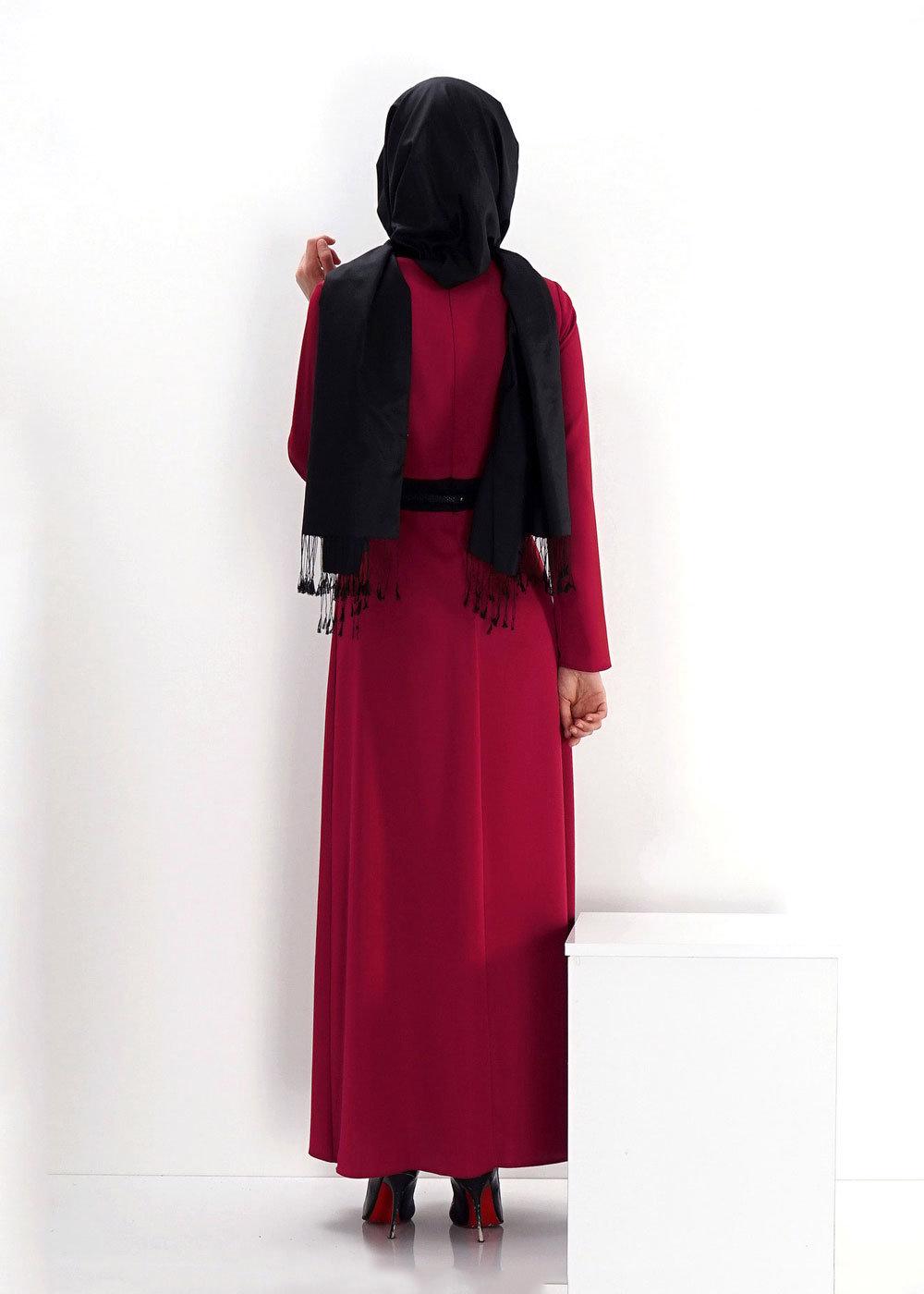 Tesettür giyim MOR ALVİNA DESENLİ ELBİSE 4338 