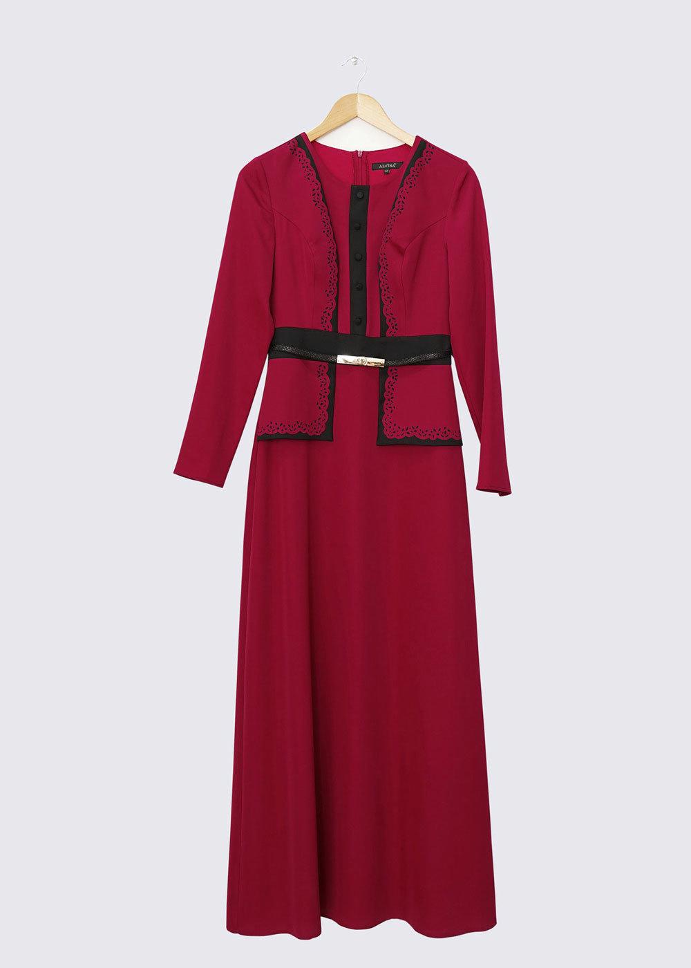 Tesettür giyim MOR ALVİNA DESENLİ ELBİSE 4338 