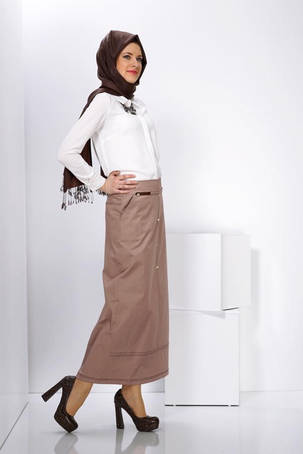 Vêtements hijab BRUN T 6597 ALVİNA MEGAN 15421 ETEK 38/46 TEK38 - TRENDTESETTÜR