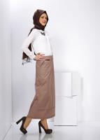 Tesettür giyim KAHVE T 6597 ALVİNA MEGAN 15421 ETEK 38/46 TEK38