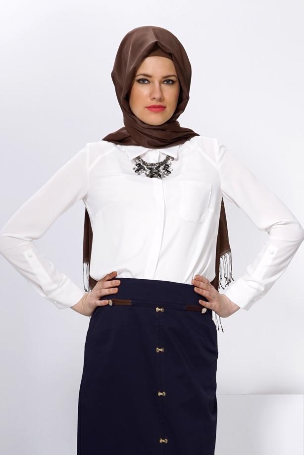 Vêtements hijab BLEU MARINE T 6597 ALVİNA MEGAN 15421 ETEK 38/46 TEK38 - TRENDTESETTÜR
