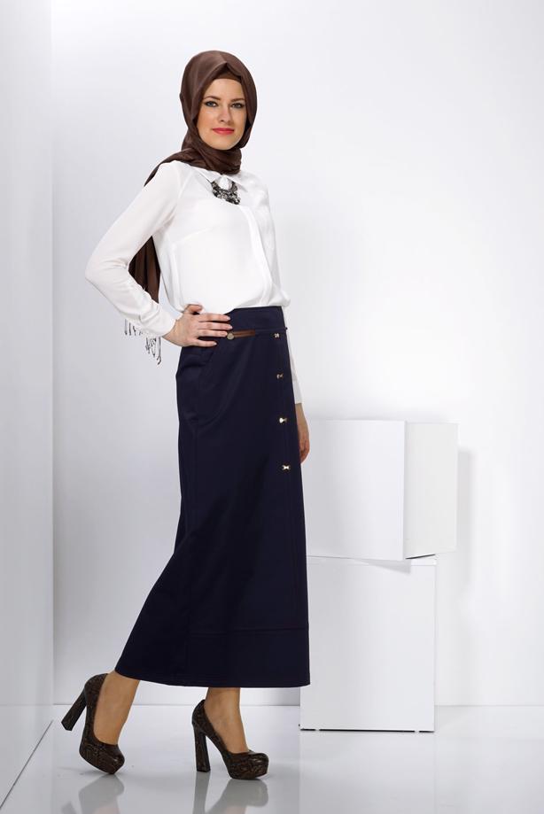 Vêtements hijab BLEU MARINE T 6597 ALVİNA MEGAN 15421 ETEK 38/46 TEK38 - TRENDTESETTÜR