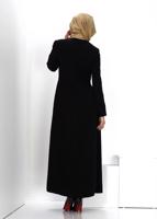 Tesettür giyim SİYAH T 1343  ALVİNA ARMANİ 77 PARDESÜ 38/48 TEK38
