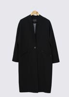 Tesettür giyim SİYAH ALVİNA DÜĞMELİ TRENÇKOT 1404 