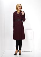 Tesettür giyim BORDO ALVİNA KUŞAKLI DÜĞMELİ TRENÇKOT 1412 