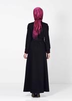 Hijab clothing NAVY BLUE ALVİNA SILVERY FABRIC DETAIL TOPCOAT 1602
