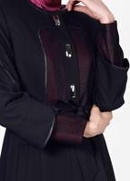 Hijab clothing NAVY BLUE ALVİNA SILVERY FABRIC DETAIL TOPCOAT 1602