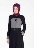 Tesettür giyim LACİVERT T 1631 Alvina  Zegna Tesettür Pardesü