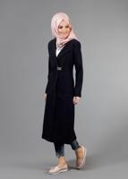Tesettür giyim SİYAH ALVİNA CEPLİ TRENÇKOT 1791 