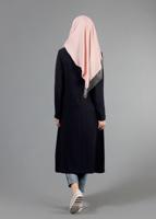 Tesettür giyim SİYAH ALVİNA CEPLİ TRENÇKOT 1791 