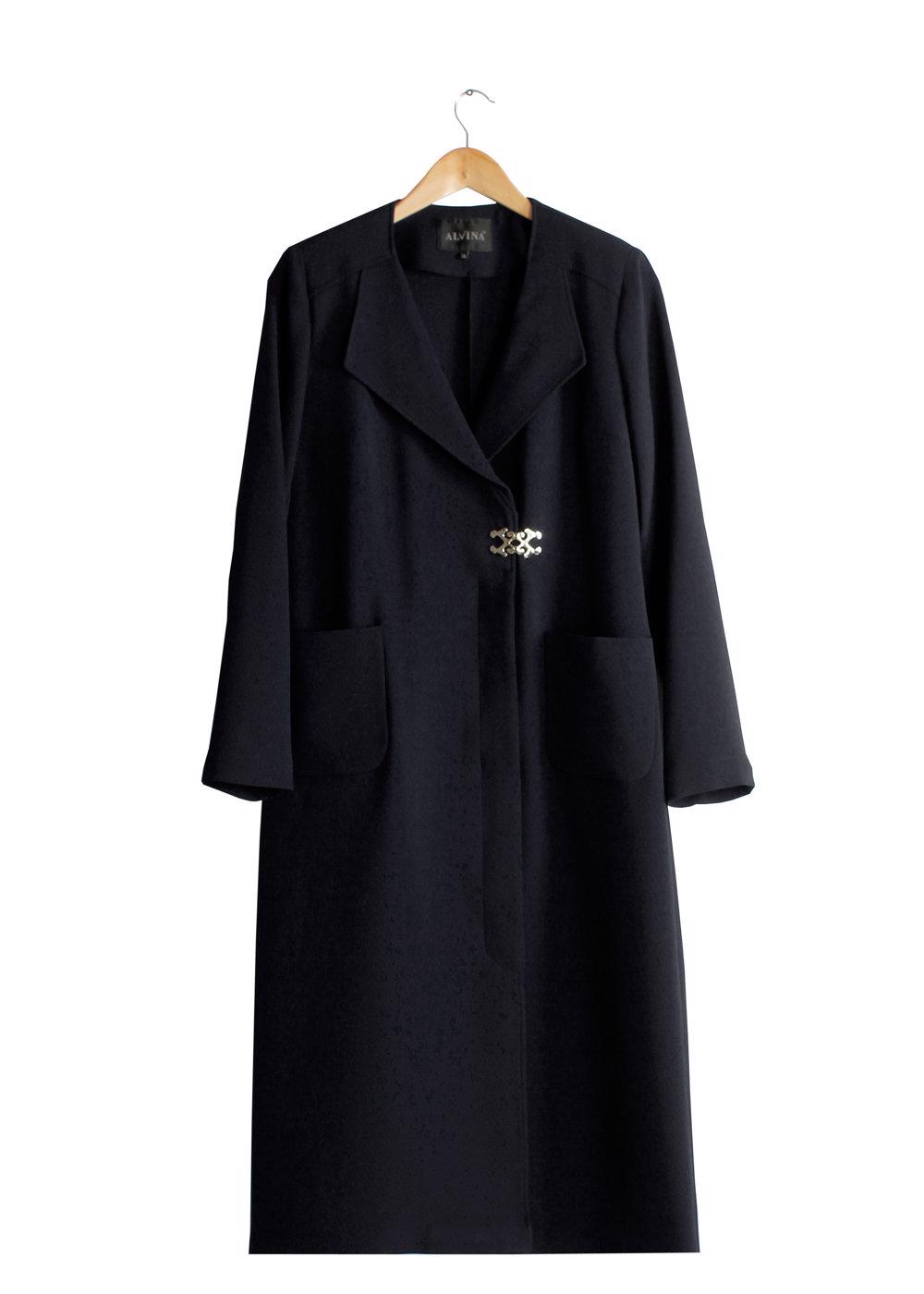 Tesettür giyim SİYAH ALVİNA CEPLİ TRENÇKOT 1791 