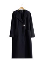 Tesettür giyim SİYAH ALVİNA CEPLİ TRENÇKOT 1791 