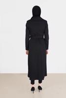 Tesettür giyim SİYAH ALVİNA PAMUKLU KRUVAZE PARDESÜ 1877 