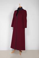 Vêtements hijab ROUGE BORDEAUX MANTEAU ZIPPÉ ALVİNA 9811