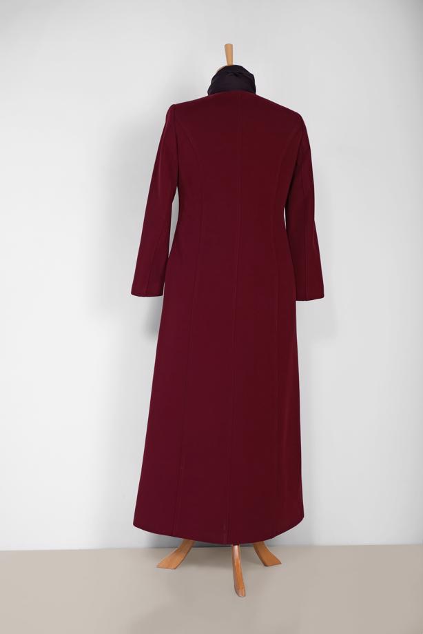 Vêtements hijab ROUGE BORDEAUX MANTEAU ZIPPÉ ALVİNA 9811 - TRENDTESETTÜR